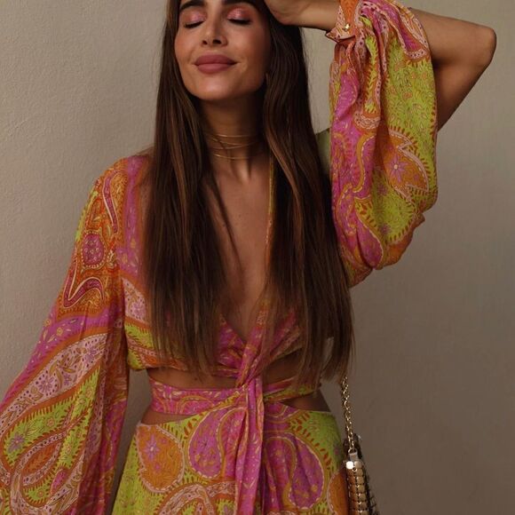 Zara Cut Out Printed Dress New - Picture 8 of 13